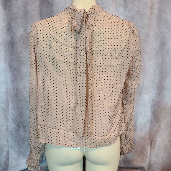 MINKPINK Pink Be Someone Flocked Dot Blouse Size Large - Picture 3 of 6